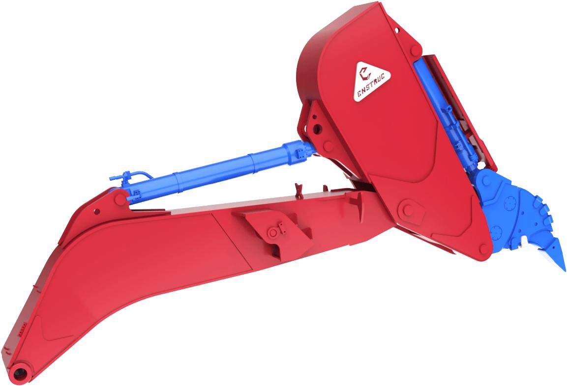 Hydraulic rock arm for construction, quarry and mining excavators